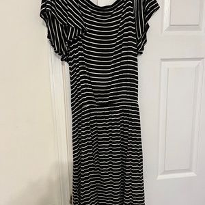 Striped Flutter Sleeve Dress